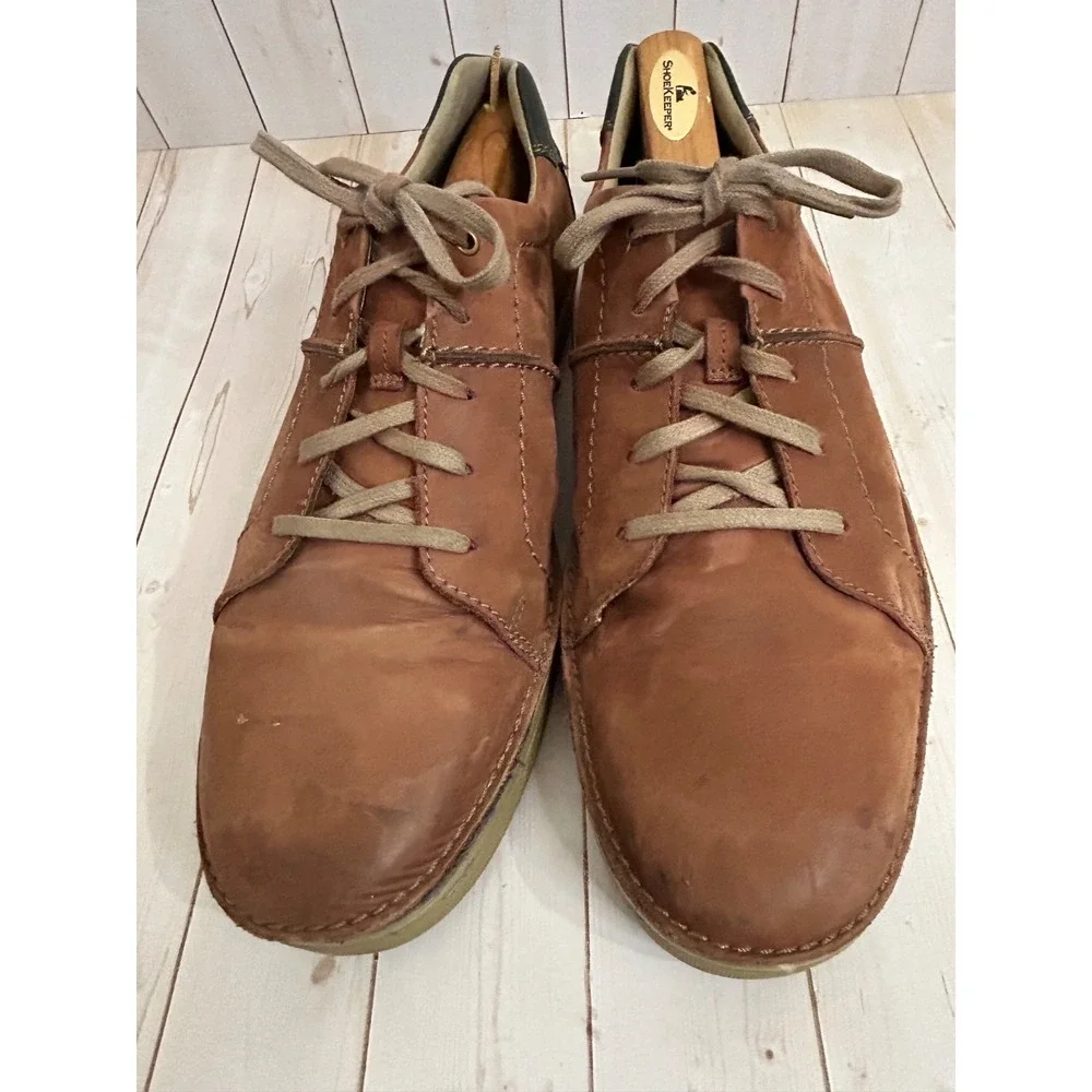 Collection by Clarks Mens Size 12 Brown Leather Soft Cushion‎ Oxford Casual Shoe